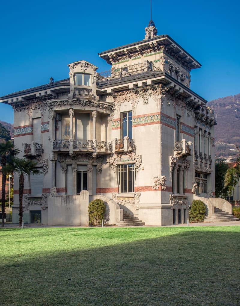 The ornate Art Nouveau exterior of Villa Bernasconi in Como